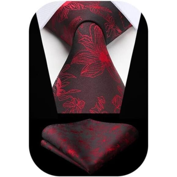 Mens Ties Paisley Tie and Pocket Square Woven Classic Floral Mens - Picture 1 of 6